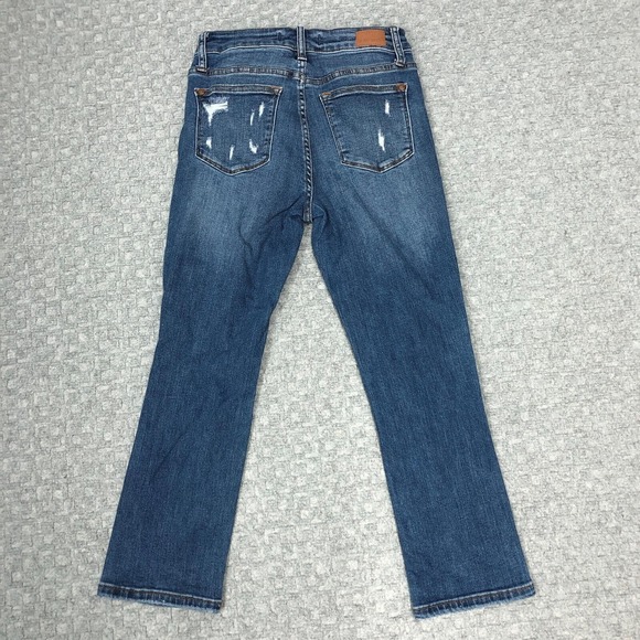 Judy Blue Jeans Womens 3/26 Blue Distressed Stretch Denim Straight Leg Pants Day - Picture 2 of 11